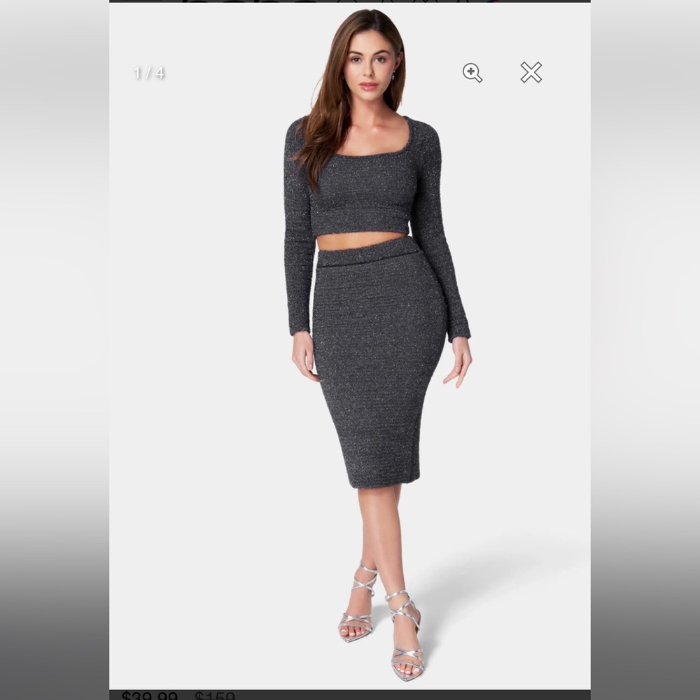 Black Midi Pencil Skirt Set